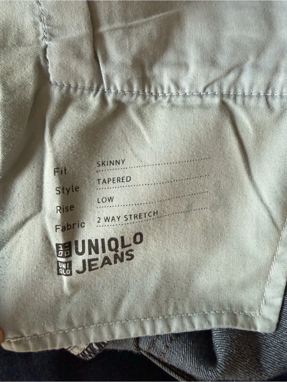 Men’s Uniqlo Skinny Fit Tapered Low Rise Jeans
